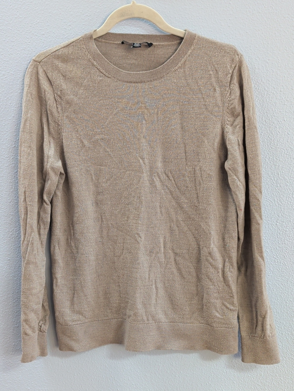 Katherine Barclay Merino Wool Crewneck Sweater - Beige
